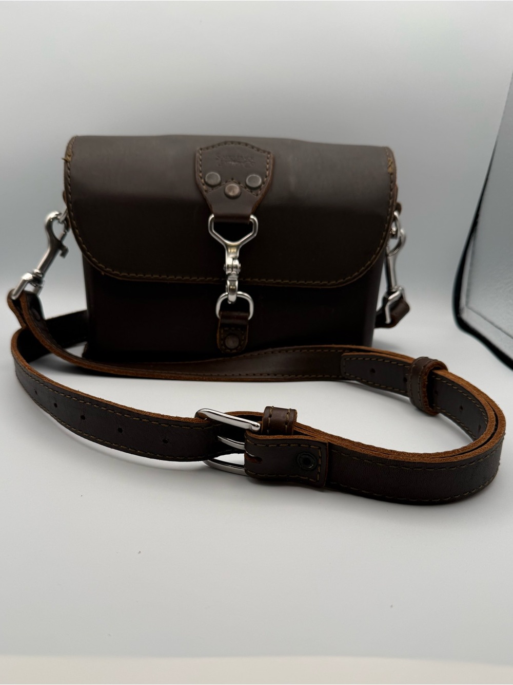Saddleback Leather Dark Coffee Brown Pouch Bag Dog